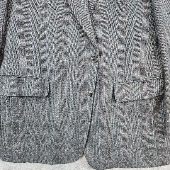 Towncraft Men's Blazer Dark Gray Windowpane Size 43L Herringbone LINER FADING - Picture 2 of 16